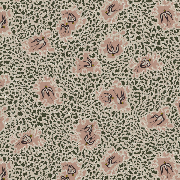 Beas Swallows - 11 Green | Kravet Couture | Josephine Munsey Portfolio Ii | Animal/Insects Novelty Wallcovering Print