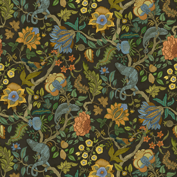 Chameleon Trail Wp - 41 Multi | Kravet Couture | Josephine Munsey Portfolio Ii | Animal/Insects Botanical & Floral Wallcovering Print