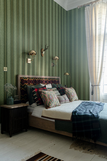 Jochberg Juniper - Taupe, Green Wallcovering | Mind the Gap