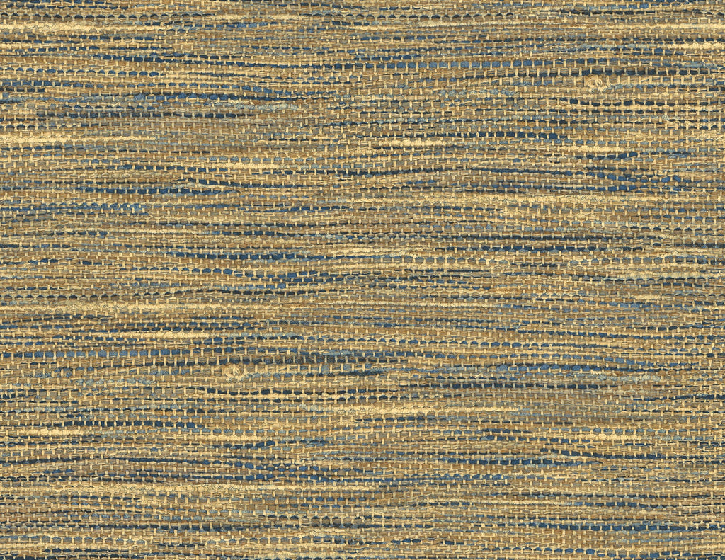 Malibu Rina Wallpaper - Rustic Faux Grasscloth - Honey & Navy | Malibu Wallpaper