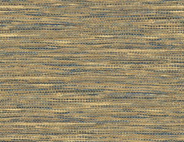 Malibu Rina Wallpaper - Rustic Faux Grasscloth - Honey & Navy | Malibu Wallpaper