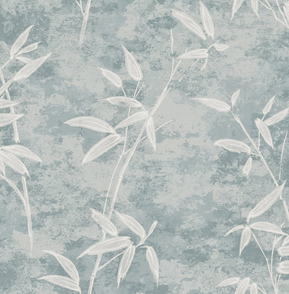Fentucci Honshu Bamboo Wallpaper - Rustic Botanical - Blue Smoke | Malibu Wallpaper