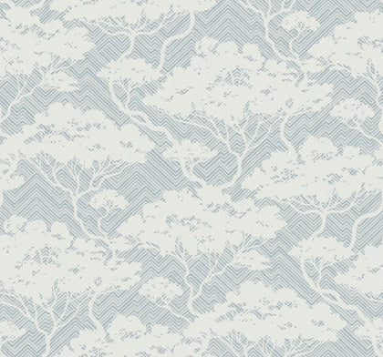 Fentucci Nara Stringcloth Rustic Botanical - Blue Mist | Architectural Wallcoverings