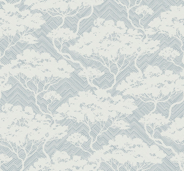 Fentucci Nara Stringcloth Rustic Botanical - Blue Mist | Architectural Wallcoverings