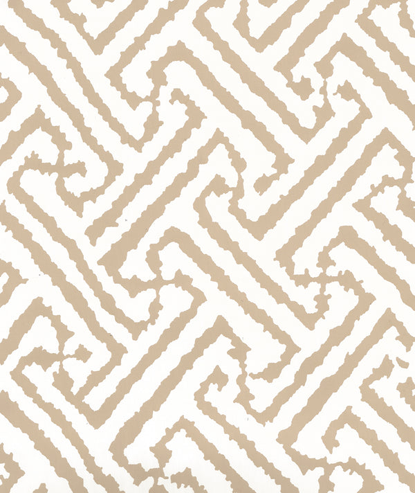 Java Grande Taupe on Almost White Screen Printed | China Seas