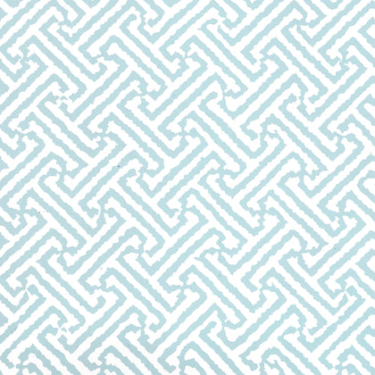 Java Java Bali Blue on White Screen Printed - White Wallcovering | China Seas