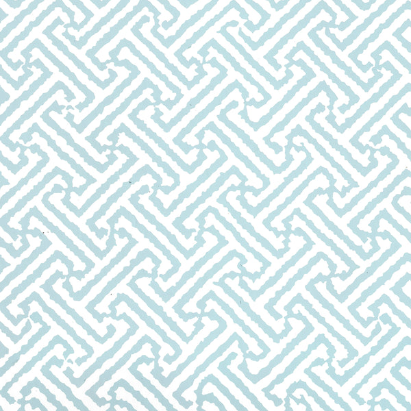 Java Java Bali Blue on White Screen Printed - White Wallcovering | China Seas