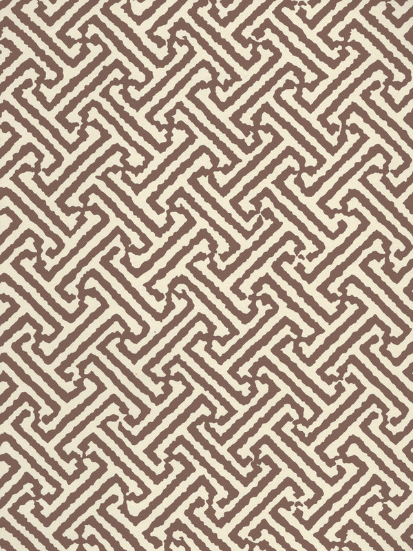 Java Java Brown on Off White Screen Printed - White Wallcovering | China Seas