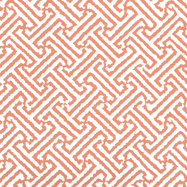 Java Salmon Orange on White Screen Printed | China Seas