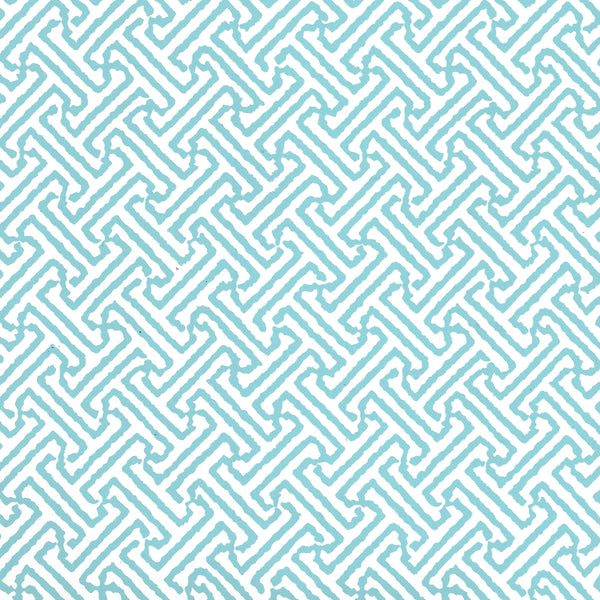 Java Petite Aqua on White Screen Printed - White Wallcovering | China Seas