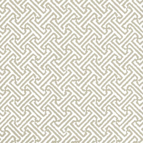 Java Petite Greige on White Screen Printed - White Wallcovering | China Seas