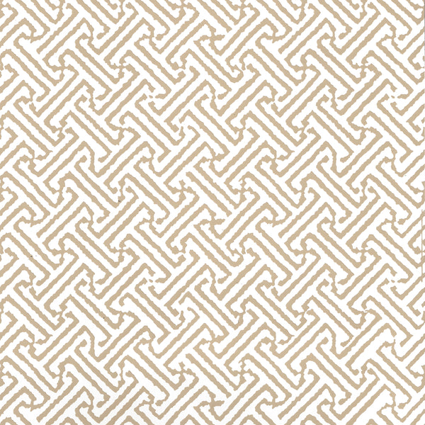 Java Petite Taupe on White Screen Printed - Off-White Wallcovering | China Seas