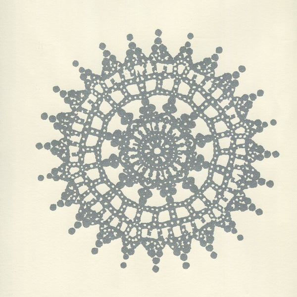 Jeanne Medallion Silver on Off White Paper Screen Printed | China Seas