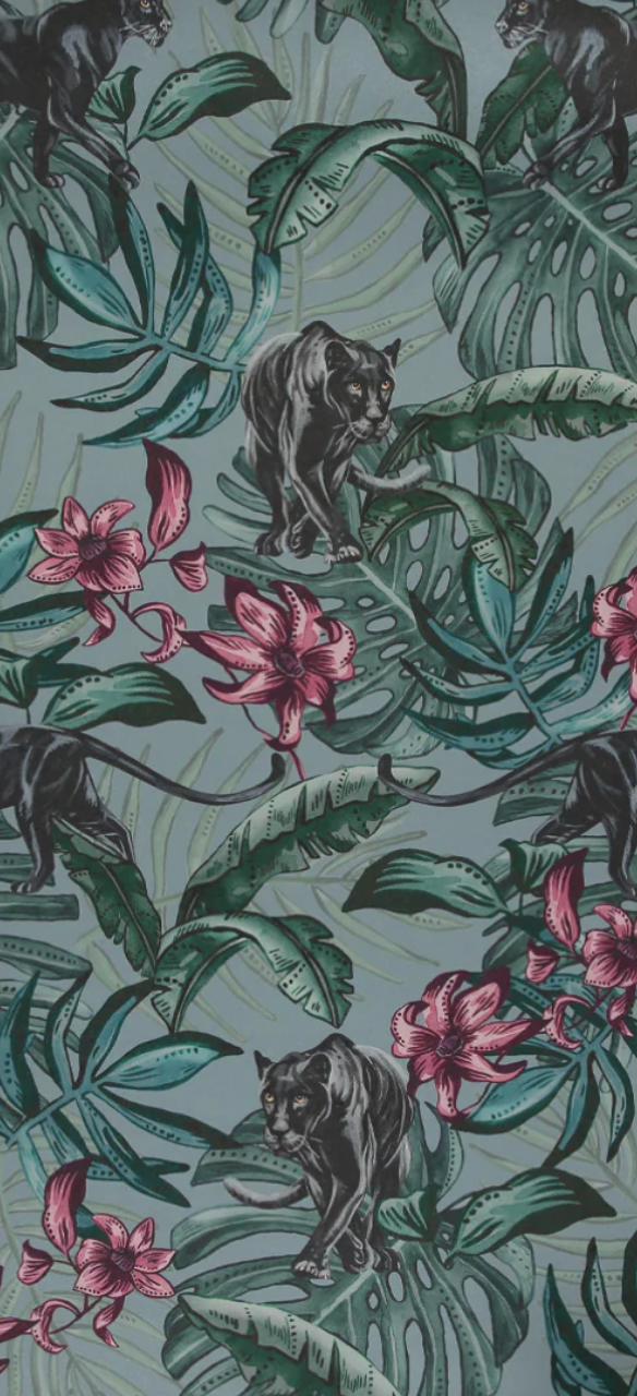 Jungle Panther Blue Wallcovering | Graduate Collection