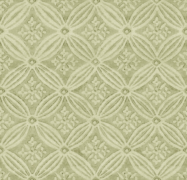 Kalamkari Jade - Taupe, Green Wallcovering | Mind the Gap