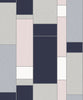 Malibu De Stijl Geometric Wallpaper - Art Deco Geometric - Indigo & Metallic Silver | Malibu Wallpaper