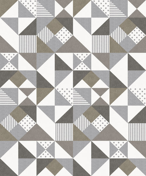 Malibu Lozenge Geometric Wallpaper - Art Deco Geometric - Silver & Antique Bronze | Malibu Wallpaper