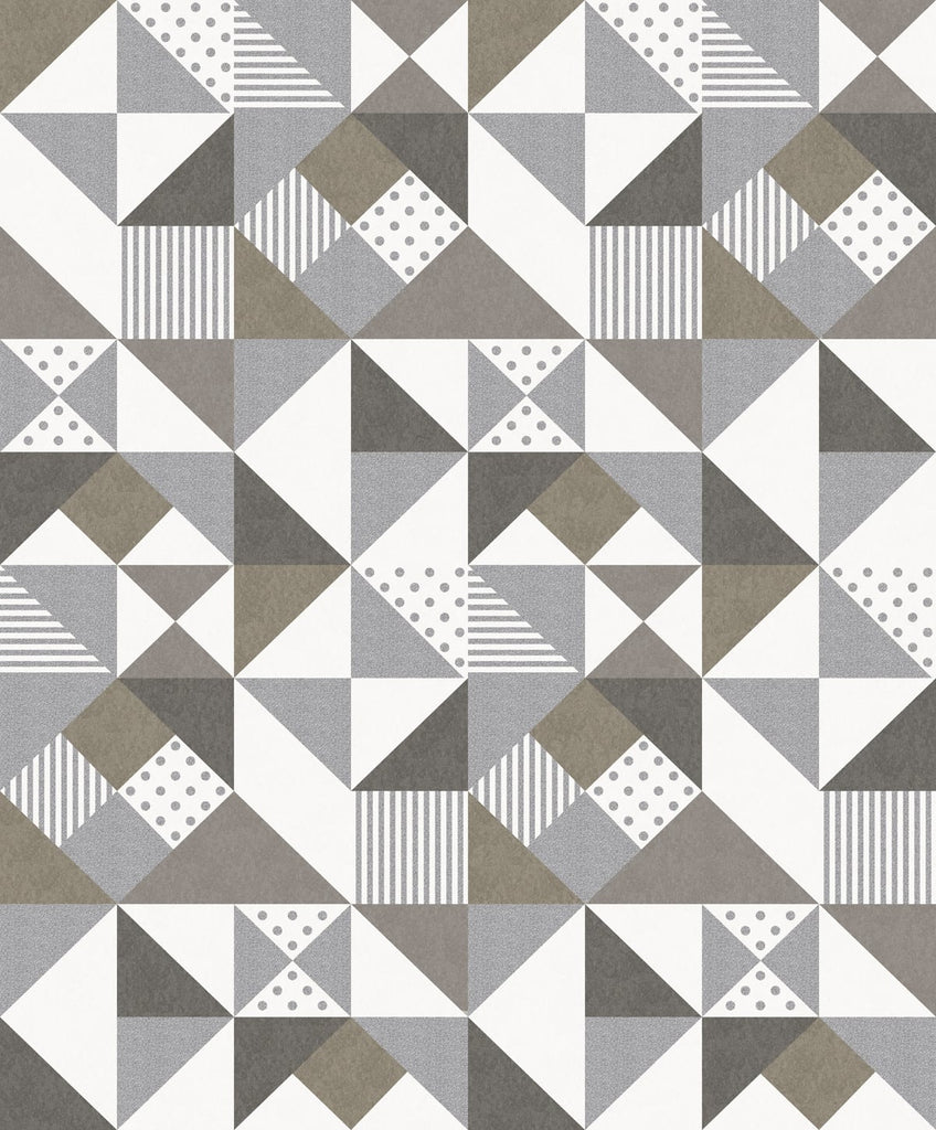 Malibu Lozenge Geometric Wallpaper - Art Deco Geometric - Silver & Antique Bronze | Malibu Wallpaper
