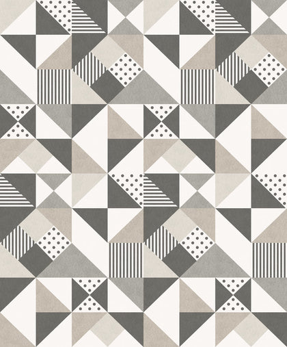 Lozenge Geometric Art Deco Geometric - Hammered Steel & Pavestone | Architectural Wallcoverings
