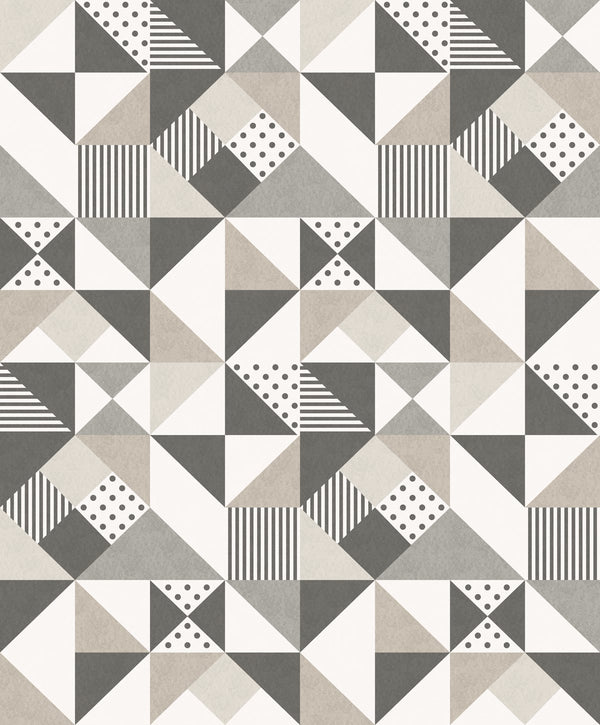 Lozenge Geometric Art Deco Geometric - Hammered Steel & Pavestone | Architectural Wallcoverings