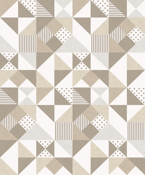 Malibu Lozenge Geometric Wallpaper - Art Deco Geometric - Latte & Dorian Grey | Malibu Wallpaper