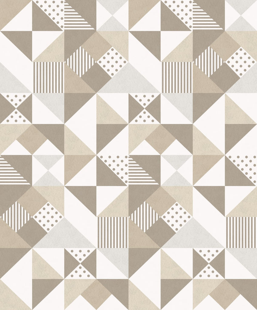 Malibu Lozenge Geometric Wallpaper - Art Deco Geometric - Latte & Dorian Grey | Malibu Wallpaper