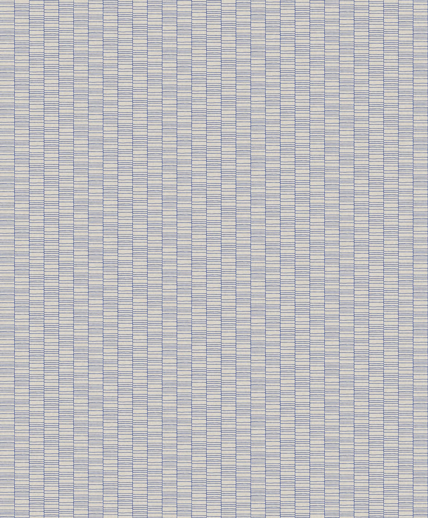 Malibu Deco Spliced Stripe Wallpaper - Art Deco Geometric - Ivory & Cobalt | Malibu Wallpaper