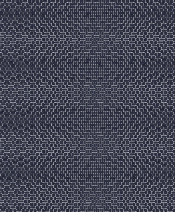 Capsule Geometric Art Deco Geometric - Denim Blue & Metallic Silver | Architectural Wallcoverings
