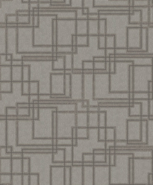 Malibu Bauhaus Cityscape Wallpaper - Art Deco Geometric - Hammered Steel | Malibu Wallpaper
