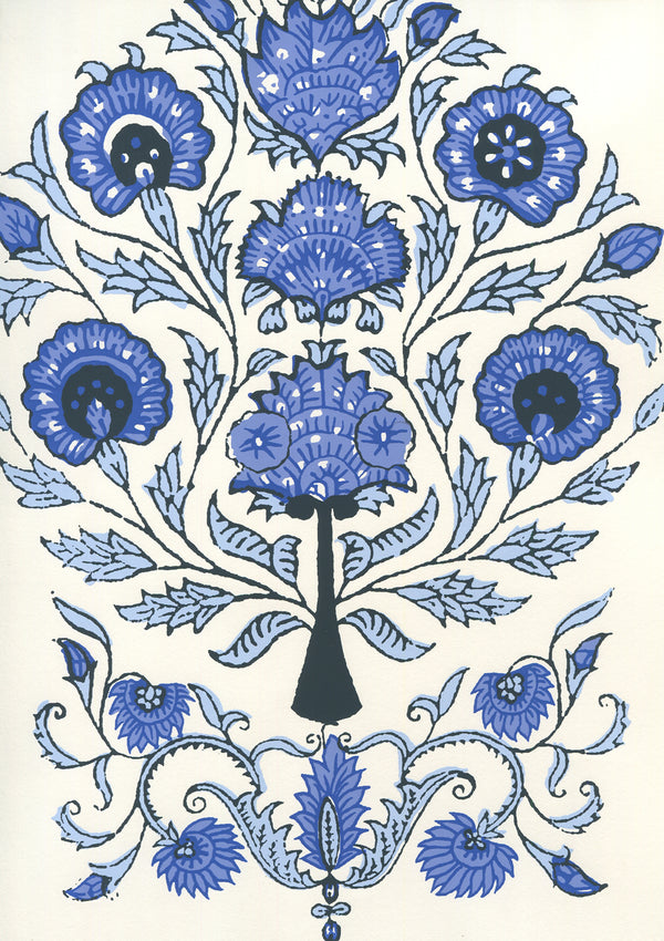 Kalamkari All Over Slate Royal Sky Denim Screen Printed | China Seas