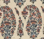 Red Navy Blue Gold on Tan Linen