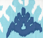 Kazak, Aqua Royal Blue on White Suncloth