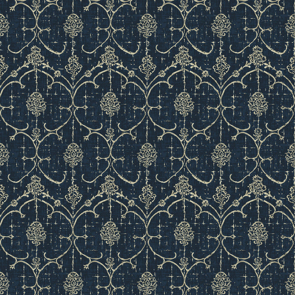 Lorenzo - Petroleo Indigo By Gaston Y Daniela | Lorenzo Castillo Iv | Damask Upholstery Velvet