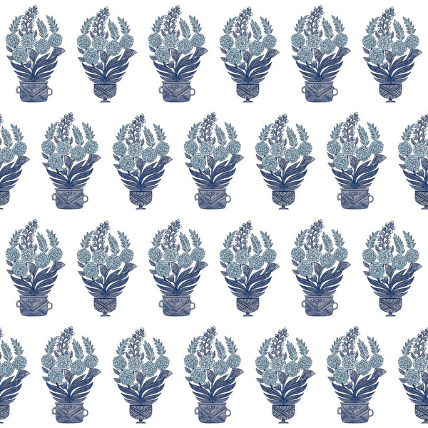 Celorio Wp - Azul Blue By Gaston Y Daniela | Lorenzo Castillo V |Botanical & Floral  Wallcovering Print