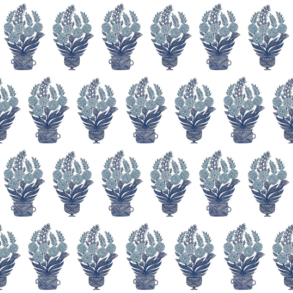 Samples and Purchasing available for Celorio Wp - Azul Blue By Gaston Y Daniela | Lorenzo Castillo V |Botanical & Floral  Wallcovering Print at Designer Wallcoverings and Fabrics