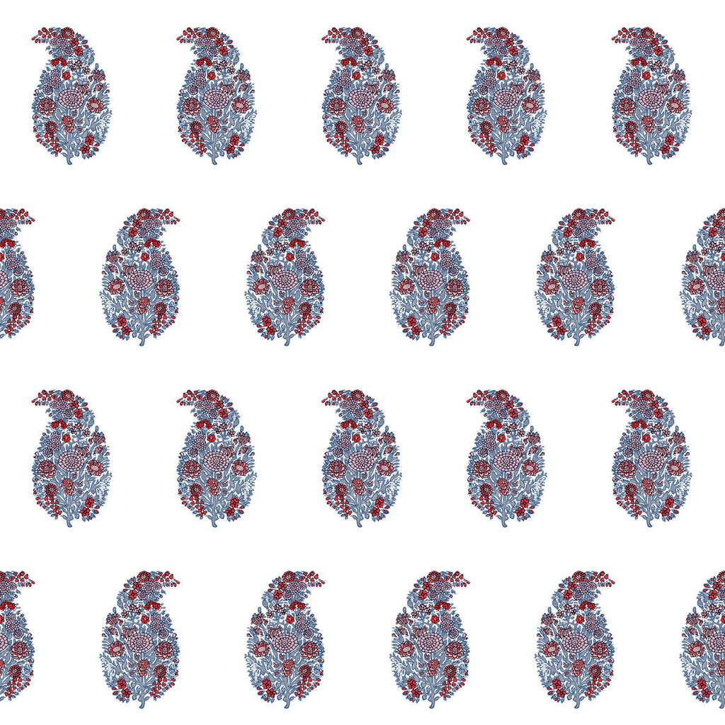 Samples and Purchasing available for Tarsila Wp - Azul/Rojo Multi By Gaston Y Daniela | Lorenzo Castillo V | Paisley Wallcovering Print at Designer Wallcoverings and Fabrics