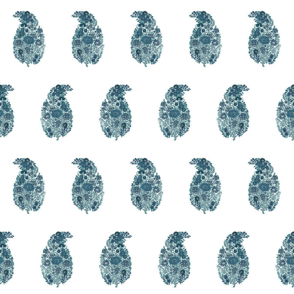 Tarsila Wp - Azul Blue By Gaston Y Daniela | Lorenzo Castillo V | Paisley Wallcovering Print