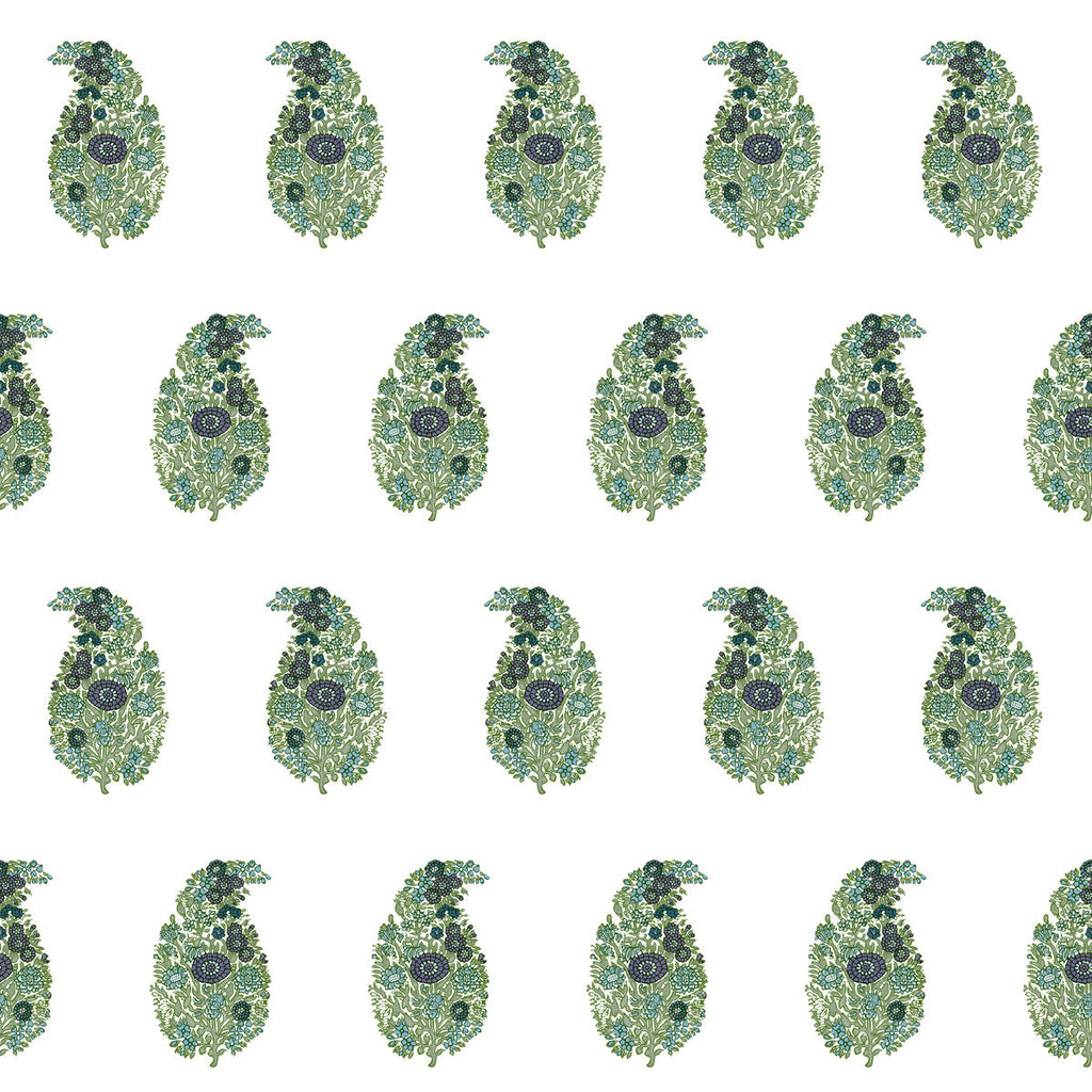 Samples and Purchasing available for Tarsila Wp - Azul/Verde Multi By Gaston Y Daniela | Lorenzo Castillo V | Paisley Wallcovering Print at Designer Wallcoverings and Fabrics