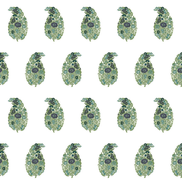 Samples and Purchasing available for Tarsila Wp - Azul/Verde Multi By Gaston Y Daniela | Lorenzo Castillo V | Paisley Wallcovering Print at Designer Wallcoverings and Fabrics