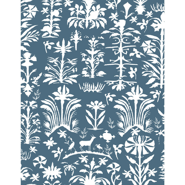 Salinas Wp - Azul Blue By Gaston Y Daniela | Lorenzo Castillo V |Botanical & Floral Modern Wallcovering Print