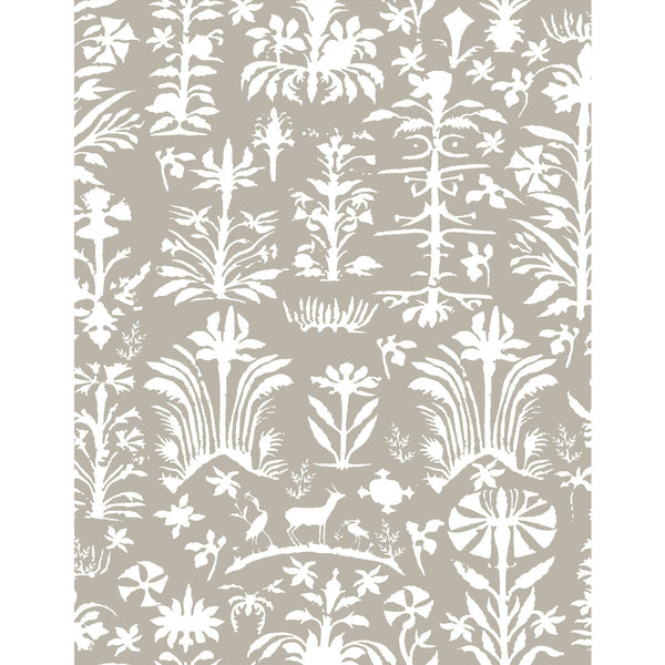 Salinas Wp - Gris Light Grey By Gaston Y Daniela | Lorenzo Castillo V |Botanical & Floral Modern Wallcovering Print