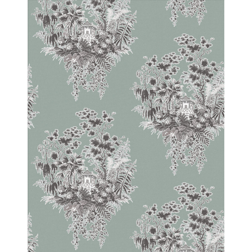 Samples and Purchasing available for Valjunco Wp - Gris Azulado Turquoise By Gaston Y Daniela | Lorenzo Castillo V |Chinoiserie Botanical & Floral Wallcovering Print at Designer Wallcoverings and Fabrics