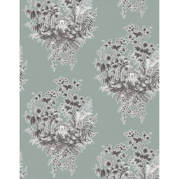 Samples and Purchasing available for Valjunco Wp - Gris Azulado Turquoise By Gaston Y Daniela | Lorenzo Castillo V |Chinoiserie Botanical & Floral Wallcovering Print at Designer Wallcoverings and Fabrics