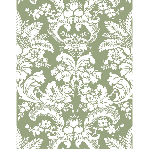 Grajal Wp - Verde Green By Gaston Y Daniela | Lorenzo Castillo V | Damask Wallcovering Print