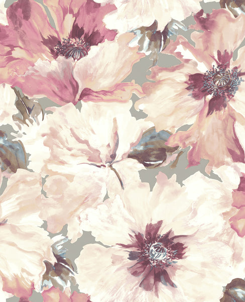 Malibu Cecita Wallpaper - Transitional Floral - Blush and Greige | Malibu Wallpaper