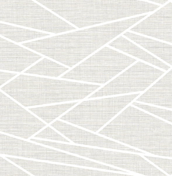 Malibu Cecita Puzzle Wallpaper - Contemporary Geometric - Heather Gray and White | Malibu Wallpaper