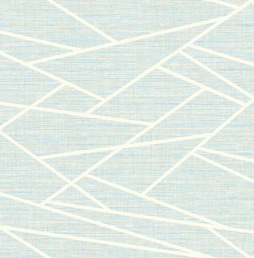 Malibu Cecita Puzzle Wallpaper - Contemporary Geometric - Baby Blue and White | Malibu Wallpaper