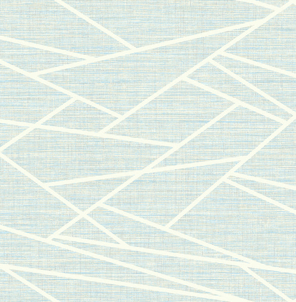 Malibu Cecita Puzzle Wallpaper - Contemporary Geometric - Baby Blue and White | Malibu Wallpaper