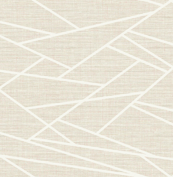 Malibu Cecita Puzzle Wallpaper - Contemporary Geometric - Light Tan and White | Malibu Wallpaper