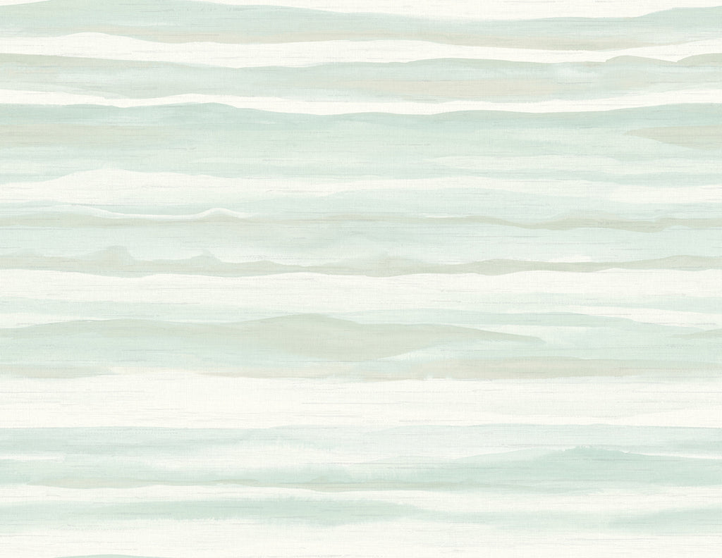 Malibu Kentmere Waves Wallpaper - Contemporary Watercolor - Teal and Off-White | Malibu Wallpaper